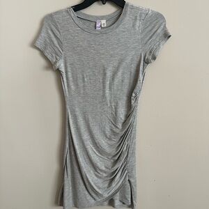 Gray Ruched Short Sleeve Dress
